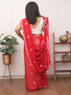 Red Bengal Cotton Polka Dots Saree - Luxurion World