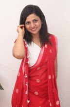 Red Bengal Cotton Polka Dots Saree - Luxurion World