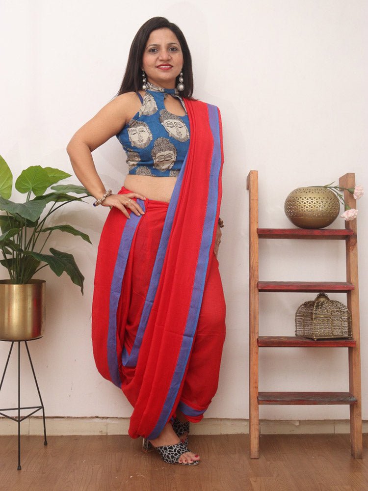 Red Bengal Plain Cotton Saree - Luxurion World