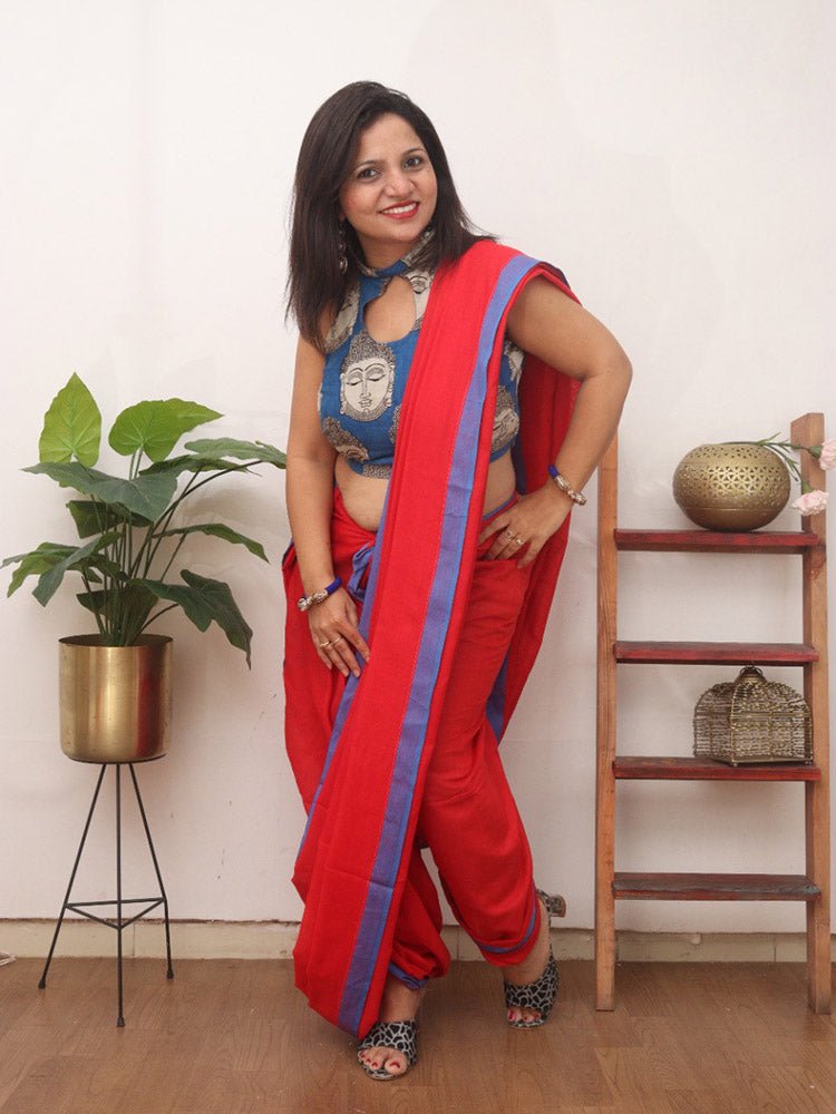 Red Bengal Plain Cotton Saree - Luxurion World