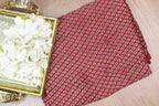 Red Block Printed Ajrakh Modal Silk Fabric ( 1 Mtr ) - Luxurion World