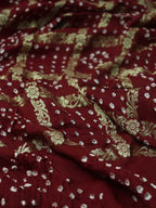 Red Checks Bandhani Gajji Silk Gharchola Dupatta - Luxurion World