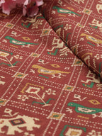Red Digital Printed Georgette Patola Design Fabric ( 1 Mtr ) - Luxurion World