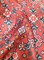 Red Digital Printed Tussar Silk Patola Design Fabric ( 1 Mtr ) - Luxurion World