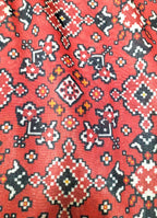 Red Digital Printed Tussar Silk Patola Design Fabric ( 1 Mtr ) - Luxurion World