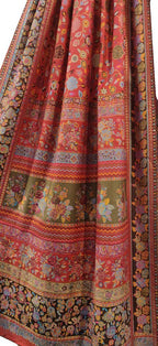 Red Embroidered Kashmiri Kani Work Pure Silk Saree - Luxurion World