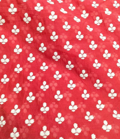 Red Embroidered Trendy Chanderi Silk Fabric ( 1 Mtr ) - Luxurion World