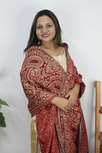 Red Embroidered Trendy Velvet Dupatta - Luxurion World