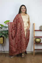 Red Embroidered Trendy Velvet Dupatta - Luxurion World
