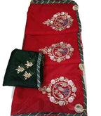 Red Gota And Zardozi Work Organza Saree - Luxurion World
