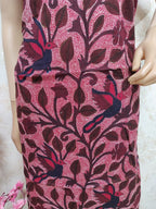Red Hand Embroidered Kantha Cotton Unstitched Kurti - Luxurion World