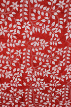 Red Hand Embroidered Kantha Silk Fabric ( 0.80 Mtr ) - Luxurion World