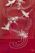 Red Hand Embroidered Parsi Gara Pure Georgette Bird Design Saree - Luxurion World