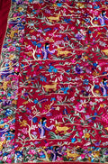 Red Hand Embroidered Parsi Gara Pure Georgette Floral Design Saree - Luxurion World