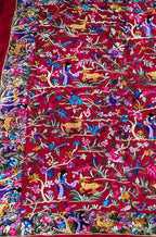 Red Hand Embroidered Parsi Gara Pure Georgette Floral Design Saree - Luxurion World