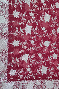 Red Hand Embroidered Parsi Work Pure Georgette Dupatta - Luxurion World