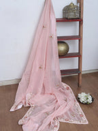 Red Hand Embroidered Zardozi Raw Silk Sequins And Bead Work Semi Stitched Lehenga Set - Luxurion World