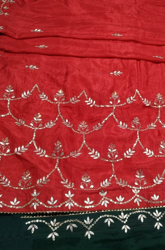 Red Hand Gota Patti Uppada Silk Saree - Luxurion World