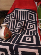 Exquisite Red Hand Painted Murshidabad Silk Saree - Perfect for Special Occasions - Luxurion World