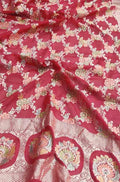 Red Handloom Banarasi Brush Dye Pure Georgette Dupatta - Luxurion World