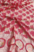 Red Handloom Banarasi Brush Dye Pure Georgette Dupatta - Luxurion World