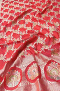 Red Handloom Banarasi Brush Dye Pure Georgette Dupatta - Luxurion World