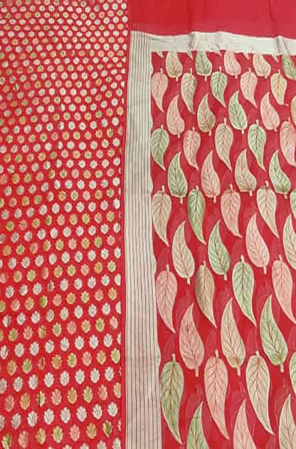 Red Handloom Banarasi Pure Georgette Brush Dyed Suit