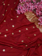Red Handloom Banarasi Pure Katan Silk Dupatta - Luxurion World