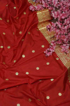 Red Handloom Banarasi Pure Katan Silk Dupatta - Luxurion World