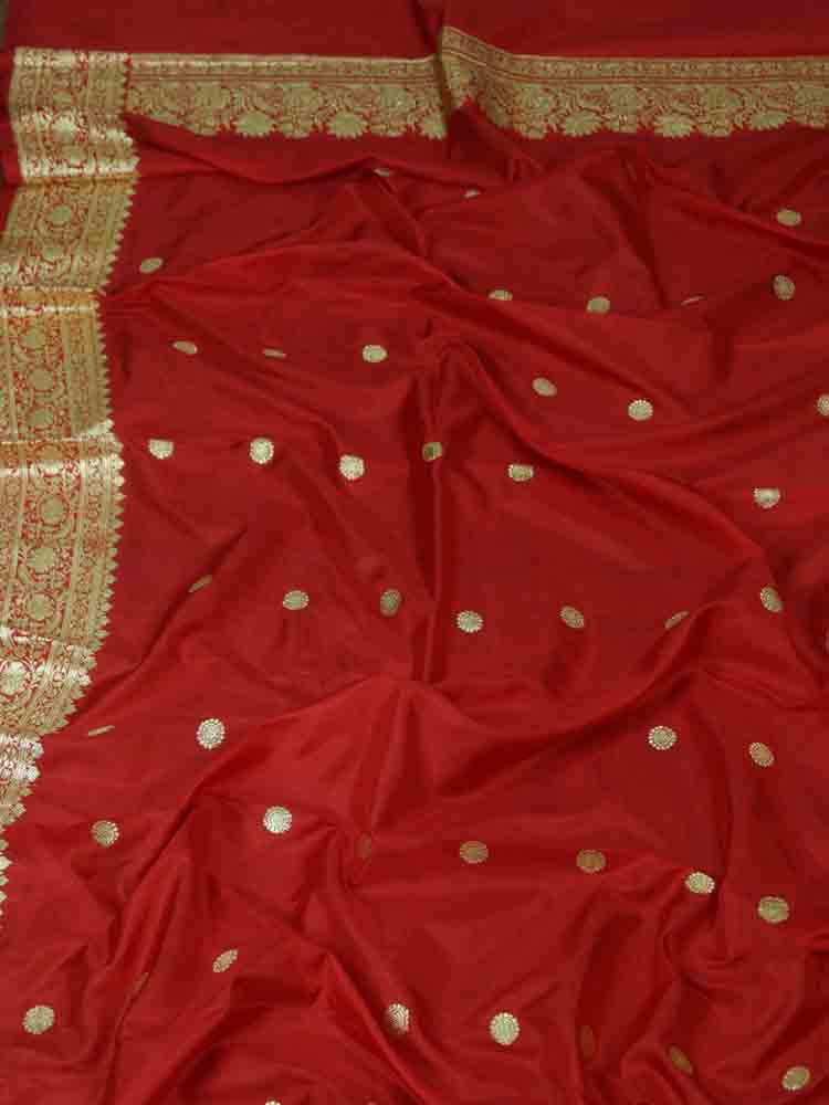 Red Handloom Banarasi Pure Katan Silk Dupatta