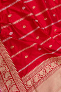 Red Handloom Banarasi Pure Katan Silk Saree - Luxurion World
