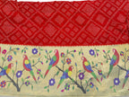 Red Handloom Bandhani Paithani Pure Silk Lehenga Fabric ( 3.7 Mtrs ) - Luxurion World