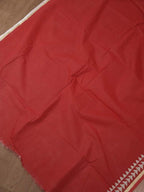 Handcrafted Red Cotton Saree with Block Print Design - Luxurion World