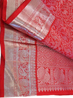 Red Handloom Kanjeevaram Pure Silk Saree - Luxurion World