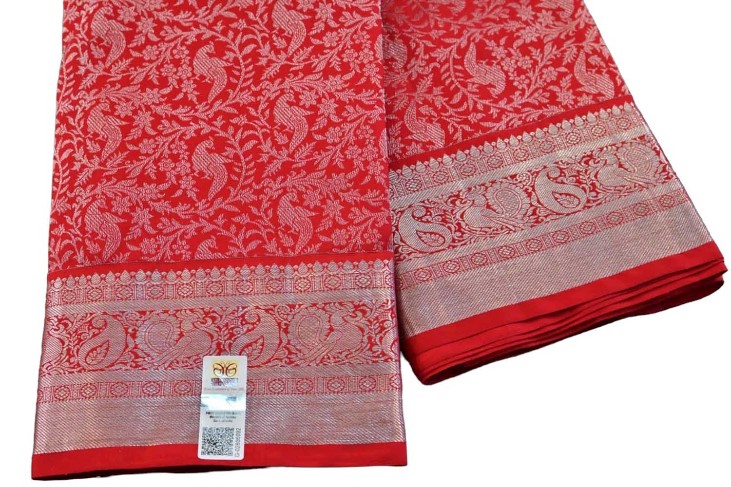 Red Handloom Kanjeevaram Pure Silk Saree - Luxurion World