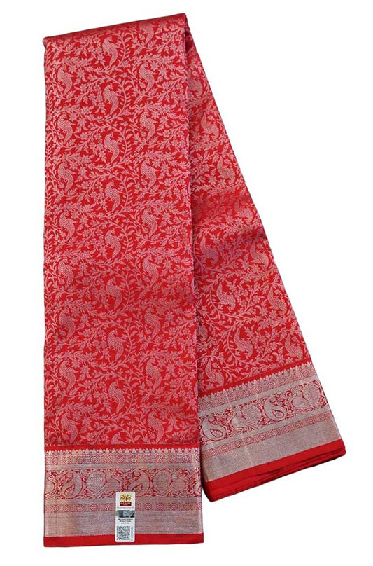 Red Handloom Kanjeevaram Pure Silk Saree - Luxurion World