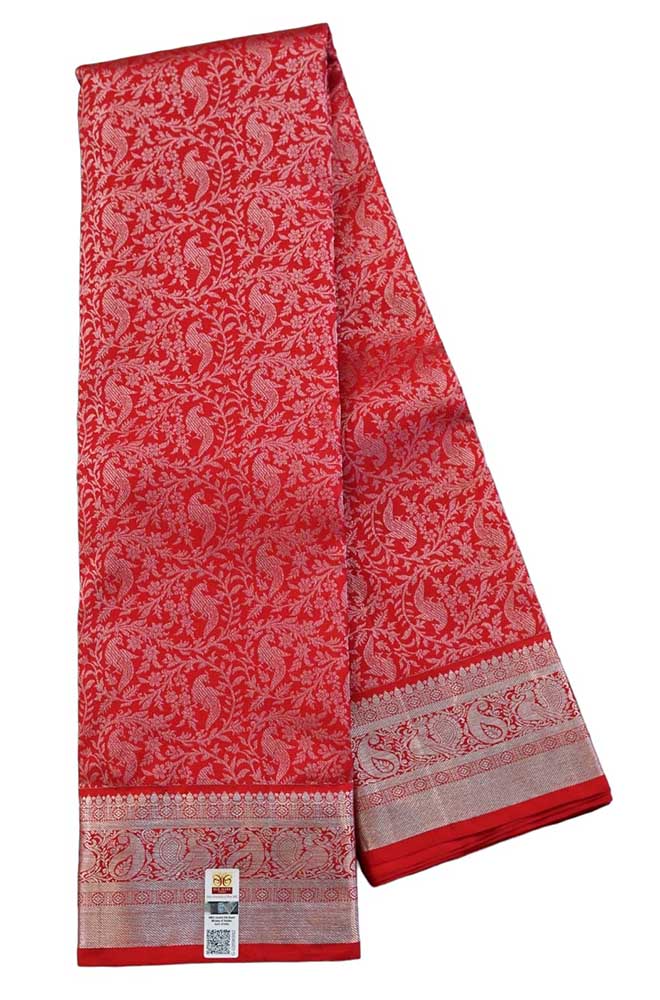 Red Handloom Kanjeevaram Pure Silk Saree - Luxurion World