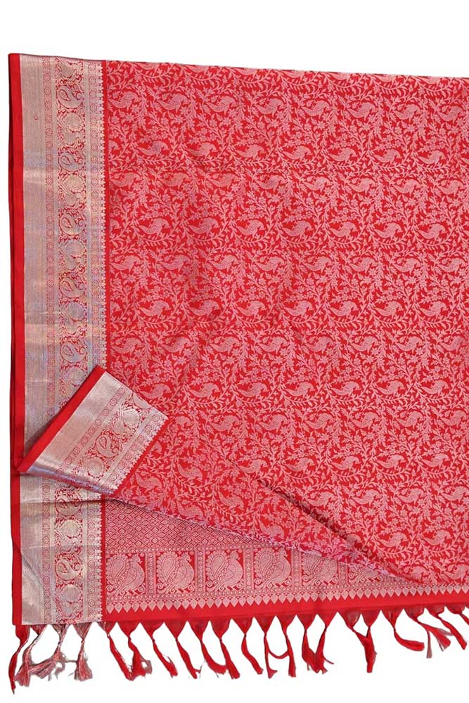 Red Handloom Kanjeevaram Pure Silk Saree - Luxurion World