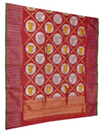 Red Handloom Kota Doria Real Zari Figure Work Dupatta - Luxurion World