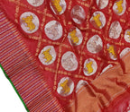 Red Handloom Kota Doria Real Zari Figure Work Dupatta - Luxurion World