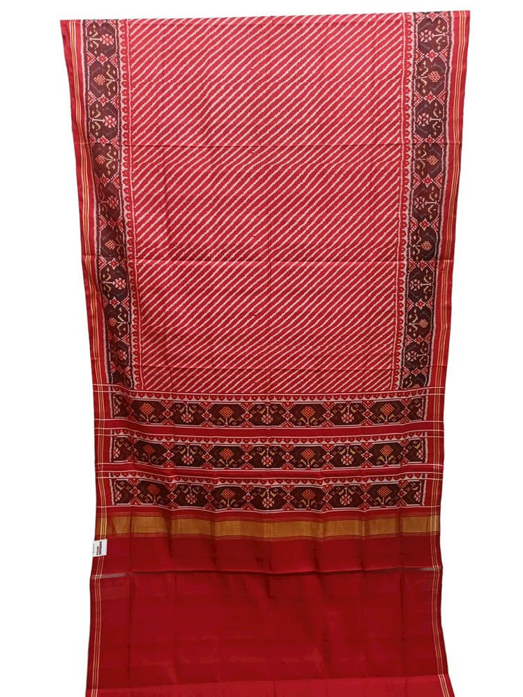 Red Handloom Semi Patan Patola Pure Silk Saree - Luxurion World