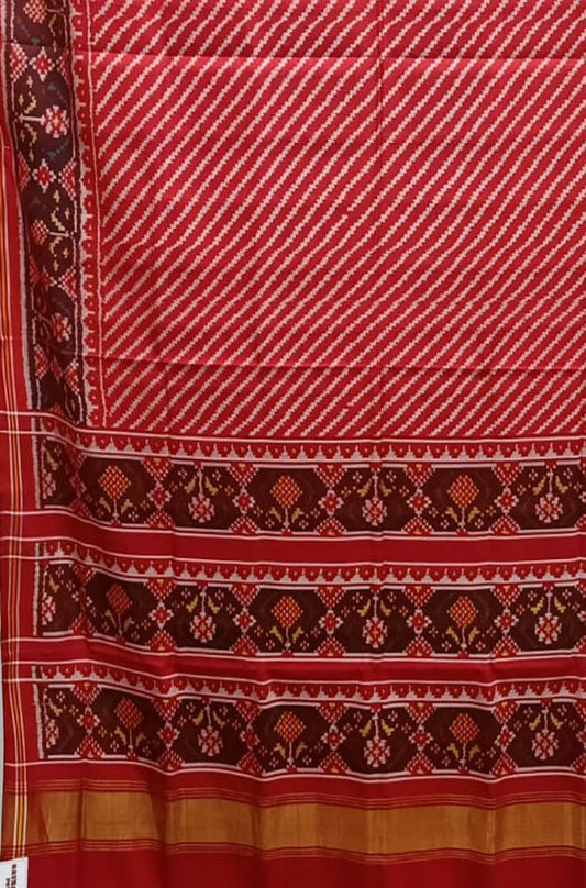 Red Handloom Semi Patan Patola Pure Silk Saree - Luxurion World