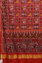 Red Handloom Semi Patan Patola Pure Silk Saree - Luxurion World
