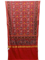 Red Handloom Semi Patan Patola Pure Silk Saree - Luxurion World