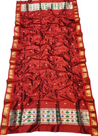 Red Paithani Pure Silk Dupatta - Luxurion World