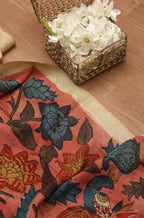 Stunning Red Pen Kalamkari Pure Silk Dupatta - Perfect for Any Occasion! - Luxurion World