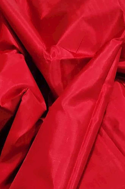Red Plain Pure Silk Fabric ( 1 Mtr )