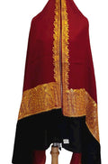 Red Semi Pashmina Tilla Work Shawl - Luxurion World
