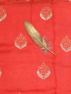 Red Trendy Linen Jute Sequins Work Fabric (0.5 Mtr) - Luxurion World