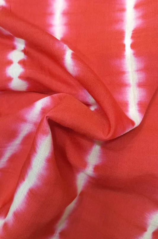 Red Trendy Tie And Dye Modal Silk Fabric (  1 Mtr ) - Luxurion World